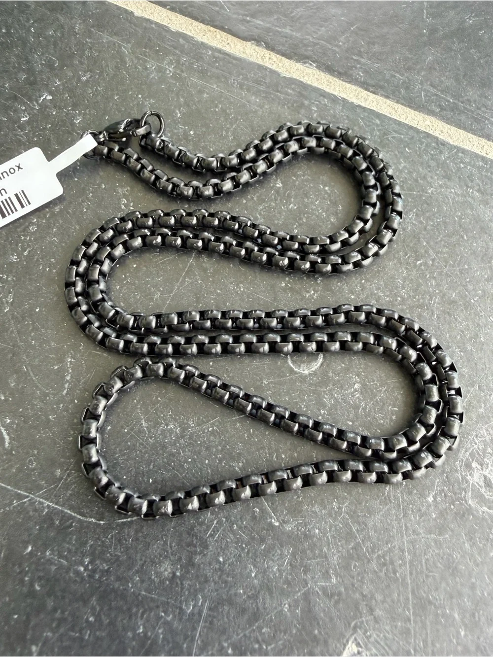 Black Stainless Steel Box Chain Necklace - INOX Men Accessories 24”